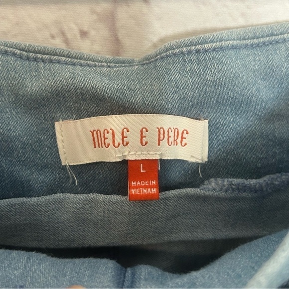 Mele & Pere Paper Bag Waist Tie Denim Shorts - Picture 9 of 14